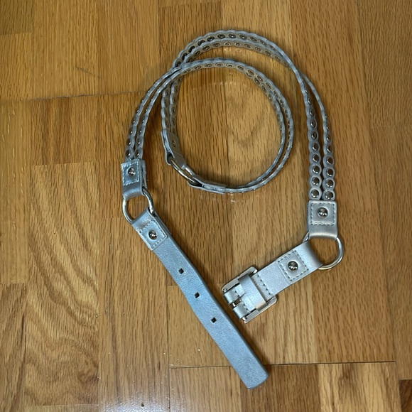 VINTAGE CALVIN KLEIN Silver Studded Ring Belt Size Extra Large - Picture 3 of 11